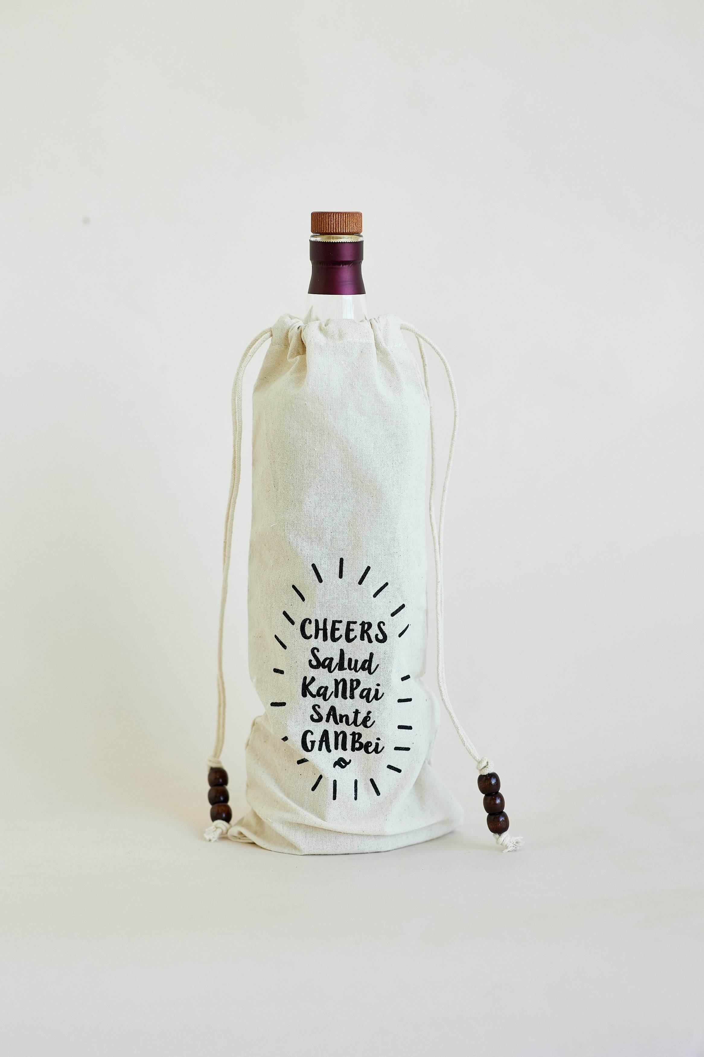 100% Cotton Wine bags - Set of 4 - LEFT-HANDESIGN®