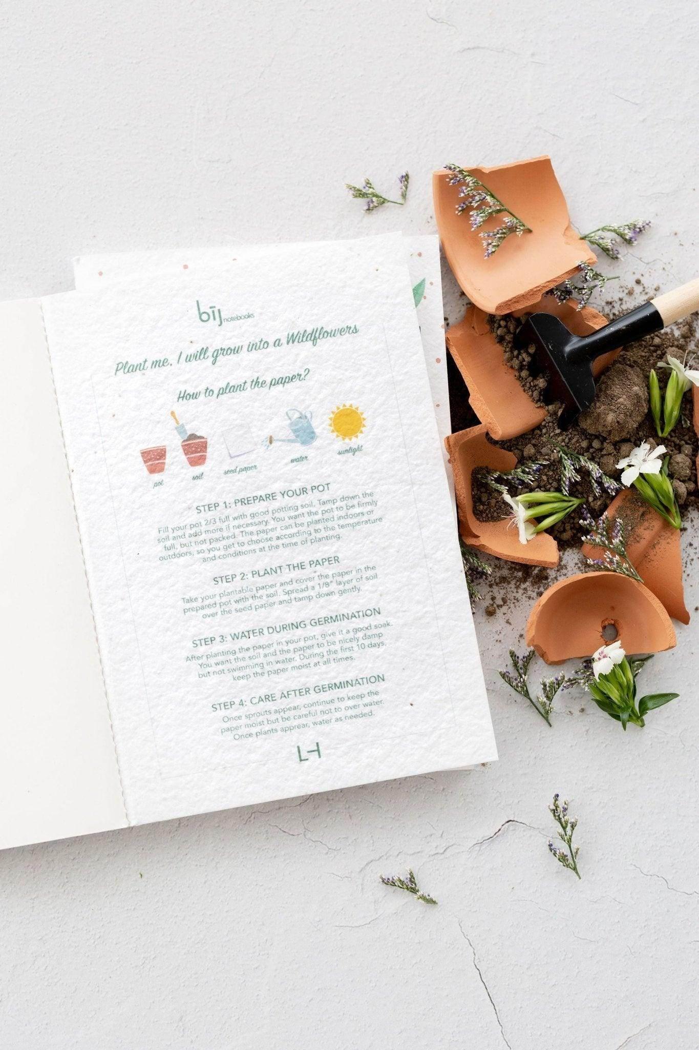 BĪJ Notebook - Hug Trees & Plant Seeds - LEFT-HANDESIGN®