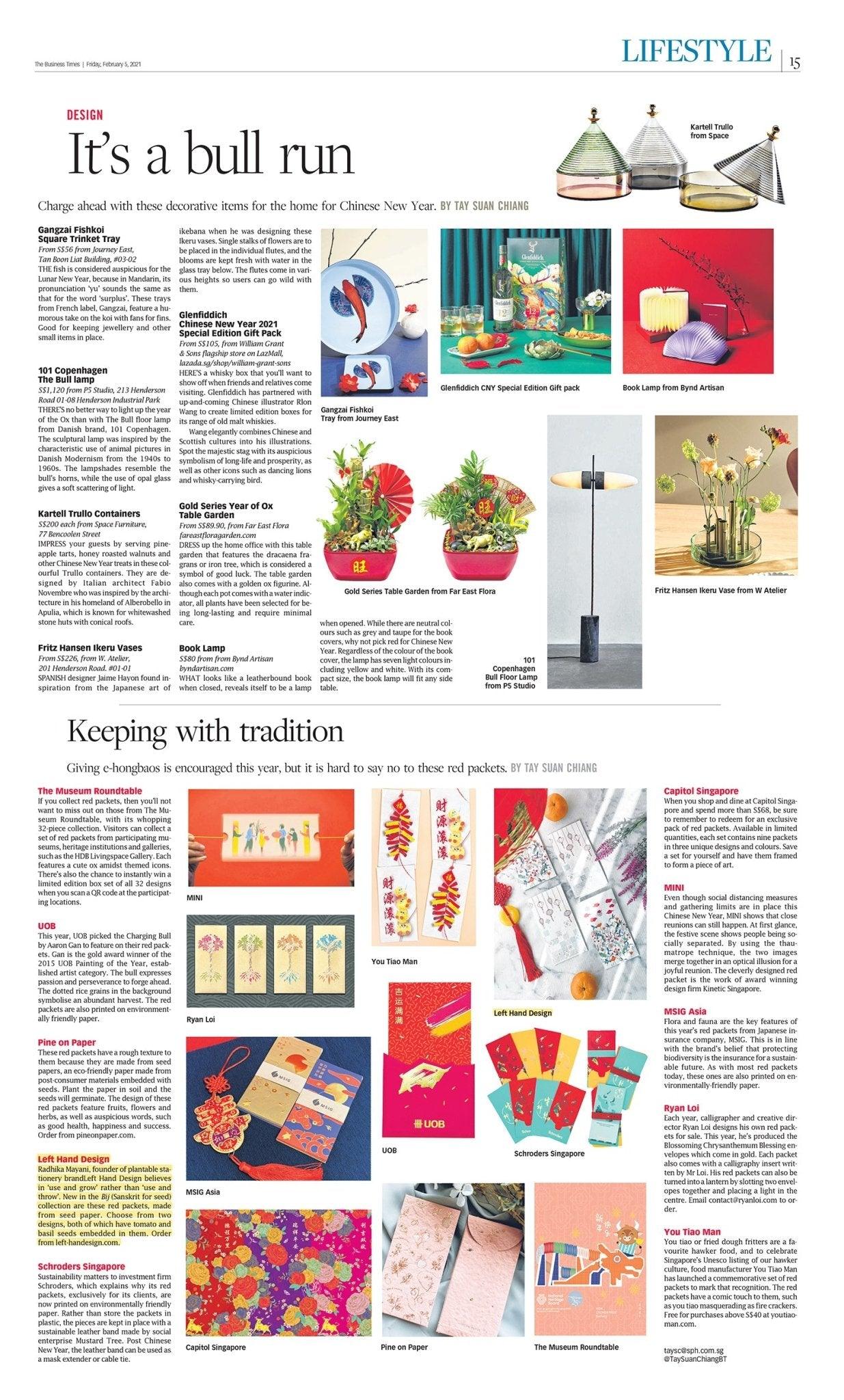 Featured in Business Times Singapore - left-handesign®
