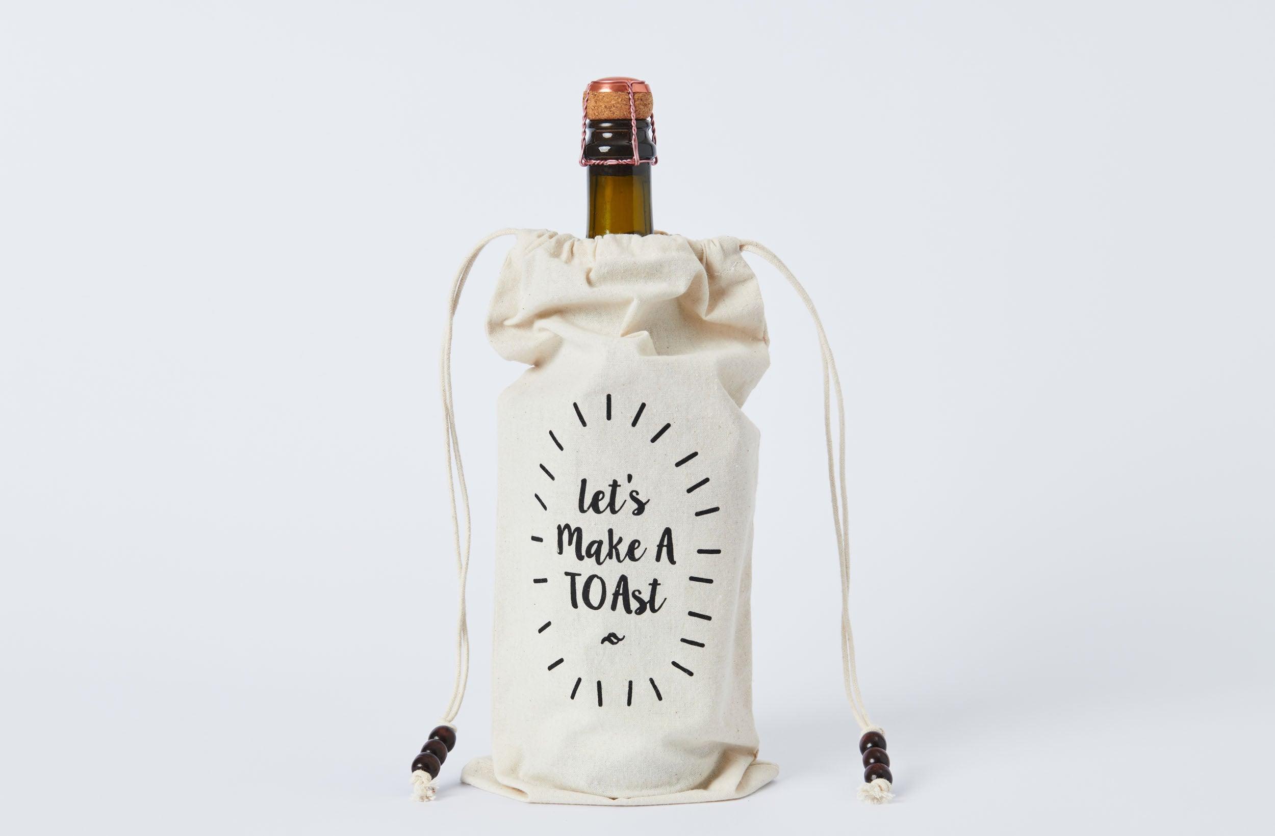 Let's Make A Toast Cotton Wine Bag
